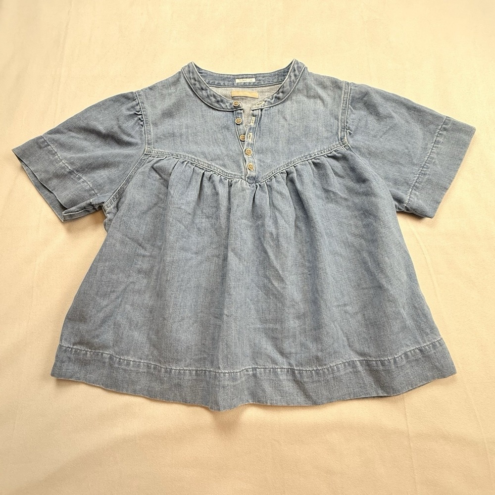 Mother The Giggler Women's Denim‎ Top Size Large In Salt And Lime Wash